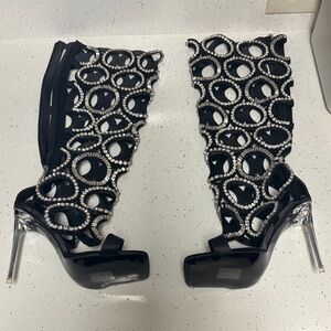 Elegant Black and Silver Women's Heels